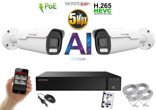 Monitorrs Security park AI IP 2 kamerový set 5 Mpix WTube (6185K2)